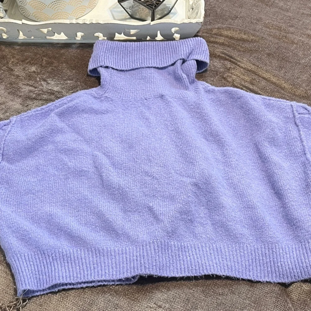 Wild Fable Cozy Cropped Purple Turtleneck Cable Knit Sweater - Size XS